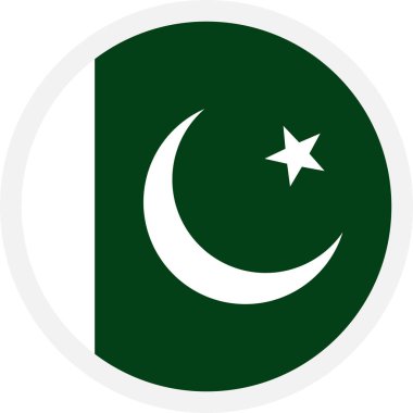 Pakistan bayrağı. Şeffaf arkaplanda yuvarlak simge. Düz biçim