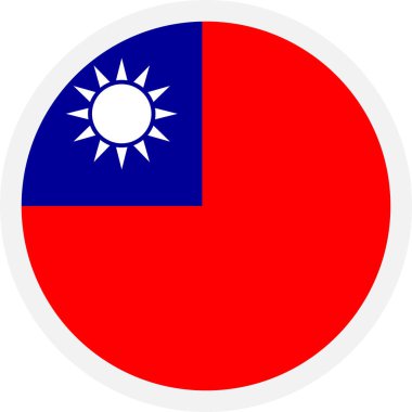 Tayvan bayrağı. Şeffaf arkaplanda yuvarlak simge. Düz biçim