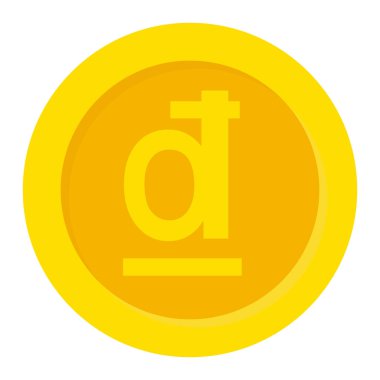 Altın Vietnam çüklü sikke. Mobil uygulamalar, UI veya web tasarımı için düz vektör simgesi