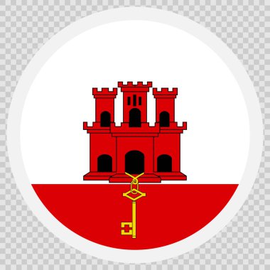 Cebelitarık bayrağı. İşaretli arkaplanda yuvarlak vektör simgesi