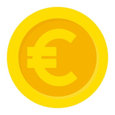 Üzerinde avro sembolü olan altın para. Mobil uygulamalar, UI veya web tasarımı için düz vektör simgesi