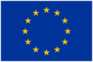 Avrupa Birliği bayrağı. Beyaz çerçeveli vektör dikdörtgeni bayrağı