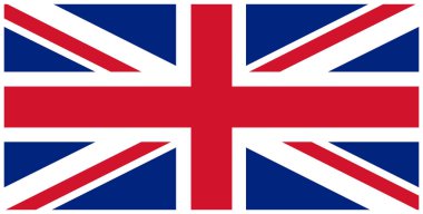 Birleşik Krallık bayrağı. Beyaz çerçeveli vektör dikdörtgeni bayrağı