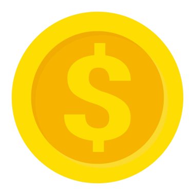 Mobil uygulamalar, UI veya web tasarımı için dolar altın sikke düz vektör simgesi