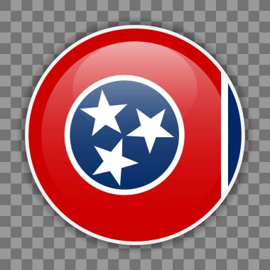 Tennessee 'nin parlak, yuvarlak bayrağı arka planda. Mobil uygulamalar, UI veya web tasarımı için simge