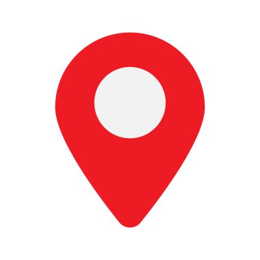 Yuvarlak konum simgesi. Beyaz daireli kırmızı iğne işareti