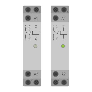 DIN demiryolu tek modül konteyneri monte edildi. Vektör illüstrasyonu beyaz arkaplanda izole edildi