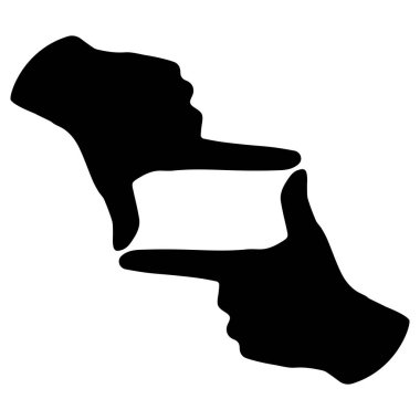 El siluetleri parmak çerçevesi hareketi yapıyor. Kamera merceğiyle görüntüyü taklit eden iki elin vektör çizimi