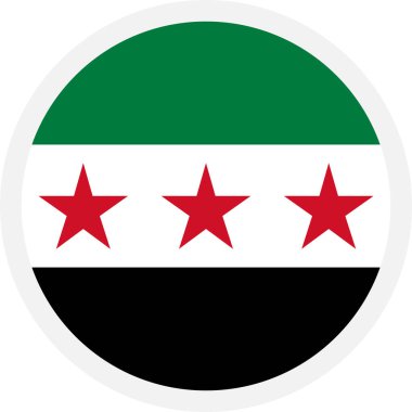 Suriye bayrağı. Şeffaf arkaplanda düz yuvarlak simge