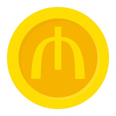 Altının üzerinde Azerbaycan Manat para birimi sembolü var. Düz vektör simgesi beyazda izole edildi