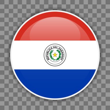 Arkaplanda Paraguay bayrağı simgesi var. Mobil uygulamalar, UI veya web tasarımı için yuvarlak vektör simgesi