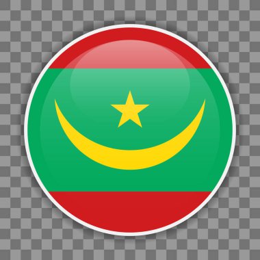 Mauritanian flag icon on checkered background. Round vector icon for mobile apps, UI or web design clipart