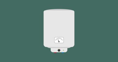 Modern su ısıtıcısının 2D animasyonu göstergelerle yükselen ve düşen sıcaklıkları gösteriyor