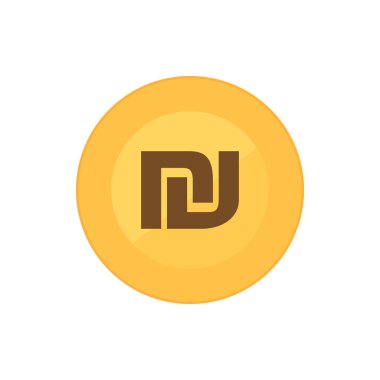 Altın İsrail Shekel parası. Düz biçim vektör simgesi beyaz arkaplanda izole edildi