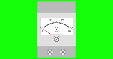 Analog voltmetre yeşil ekran canlandırması