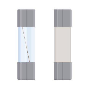 Cam ve seramik 5x20 mm mini sigorta seti. Beyaz üzerine izole edilmiş vektör illüstrasyonu. EPS10