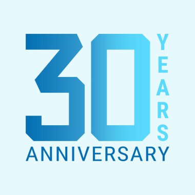 30. Yıldönümü Kutlama Tasarımı. Dönüm noktası pazarlama kampanyaları, etkinlik promosyonları, sosyal medya görselleri ve kutlama markalaşması için vektör illüstrasyonu