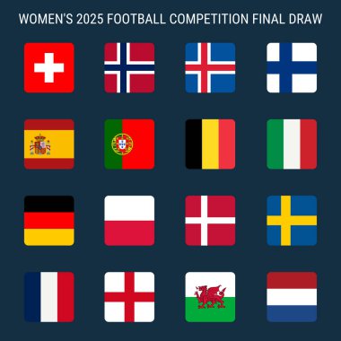 Kadınlar 2025 Futbol Takımı yuvarlak köşeli kare bayrak simgeleri