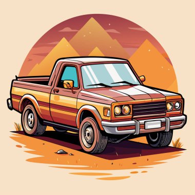 Klasik araba gösterisi parti logosu illüstrasyon tasarım ikonu vektörü