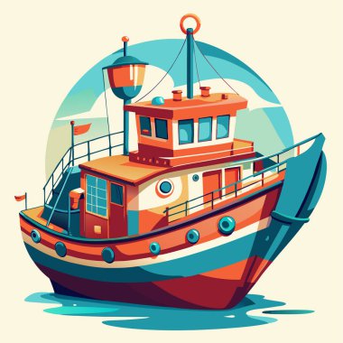 Gezici Gemi vektör çizimi beyaz arkaplanda izole edildi