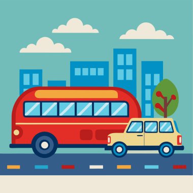 Çizgi film okul otobüs vektör çizim