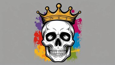 Soyut Renkli Graffiti Kafatası İllüstrasyon Tasarımı