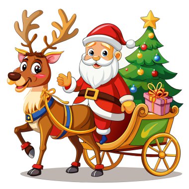 Gülümseyen Mutlu Noel Baba 'nın Düz Vektör Portresi Başparmağıyla İşaret Gibi Görünüyor. Çizgi film Noel Baba Etiket Simgesi, İzole Vektör İllüstrasyonu, Ön Görünüm