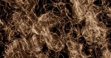 3D görüntüleme. Derin uzayda parlayan parçacıkların muhteşem arkaplanı. Parlak elektrik ışıkları