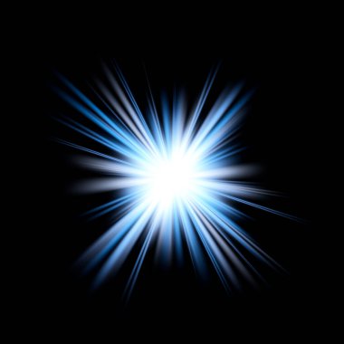 3D görüntüleme. Güneş ışığı siyah arkaplan üzerinde ışık efekti oluşturur.