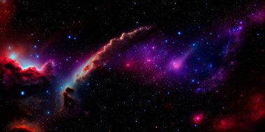 3D görüntüleme. Uzay duvar kâğıdı ve arka plan. Yıldızları, takımyıldızları, galaksileri, nebulaları, gazları ve toz bulutları olan evren