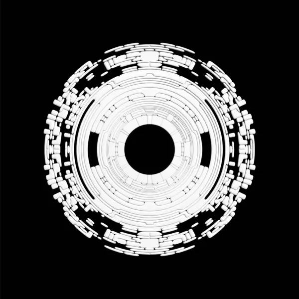 Siyah arkaplanda izole edilmiş yuvarlak segmentli hifi kullanıcı arayüzü detayları seti. Vektör illüstrasyonu.