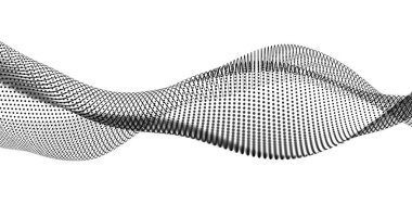 Dalga desen vektörü. 3D siyah ve beyaz soyut dijital parçacıklar arka plan. Teknoloji konsepti. Soyut arkaplan. Gelecekteki vektör illüstrasyonu.