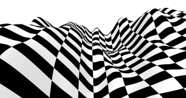 Vektör siyah ve beyaz çizgili desen kıvrımlı ve çarpık çizgilerle üç boyutlu optik bir illüzyon yaratıyor. Bu soyut tasarım modern sanat, görsel efektler veya eşsiz yaratıcı projeler için mükemmeldir..