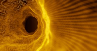 3 boyutlu görüntüleme. Dalga deseni. soyut dijital parçacıkların parlaklığı. Teknoloji konsepti. Soyut arkaplan. Gelecekteki illüstrasyon.