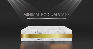 Metalik parlaklığı ve pencere ışığı arka planında kare ürünü olan üç boyutlu podyum. Minimalist tasarım. Kozmetik ürünler için stüdyo vitrini, tasarım için moda sahnesi.