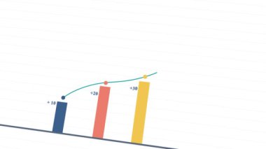 Canlandırılmış Bar çizelgesi. İşletme gelişiminin bar tablosu. Çizelge çizelgesi. Borsa veya büyüme iş konsepti, Canlandırılmış Bar grafiği