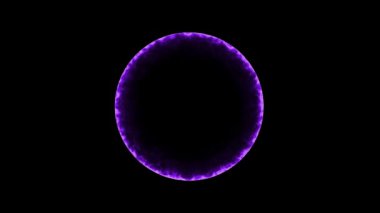 Siyah üzerinde neon bir daire. 3 d