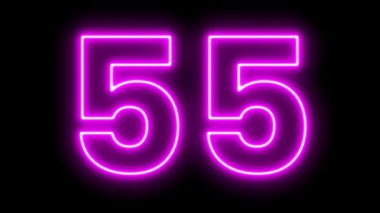 Siyah arka planda 6 numaralı neon ışıkları. 3d oluşturma