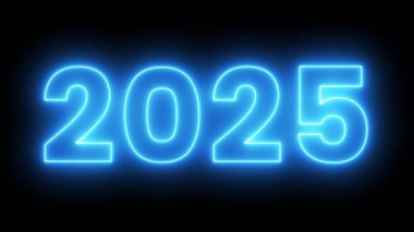 Siyah arkaplanda 210 'un neon ışığı var. 3d oluşturma