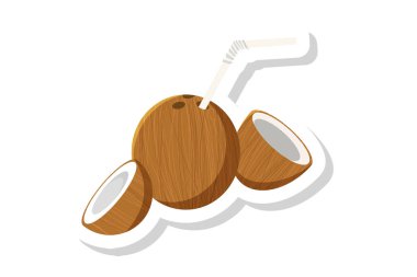 Hindistan cevizi Çıkartma Vektörü İllüstrasyonu