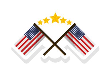 Çapraz Amerikan Bayrak Etiketi Vektör İllüstrasyonu