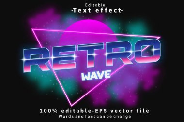 Retro Dalga Düzenlenebilir Metin Efekti 3D Retro Neon Biçimi