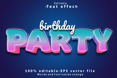 Parti Düzenlenebilir Metin Efekti 3B Kabartma Modern Neon Biçimi