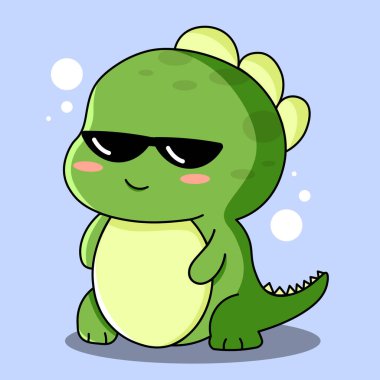 Güneş gözlüğü takan sevimli dinozor tasviri