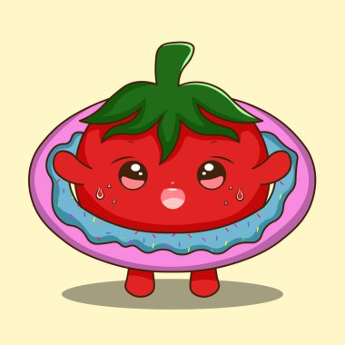 Şirin Domates Yüzme Şamandırası İllüstrasyonu Giyiyor