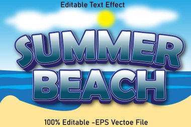 yaz plajı düzenlenebilir metin efekti 3d kabartma stili tasarımı