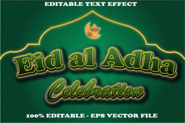 EID AL ADHA CELEBRATION Düzenlenebilir metin efekti 3d kabartma stili tasarımı