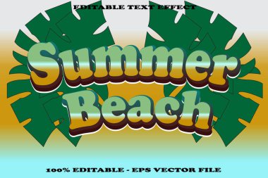 yaz plajı düzenlenebilir metin efekti 3d kabartma stili tasarımı