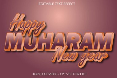 Mutlu MUHARAM Yeni Yıl Düzenlenebilir Metin Efekti 3D kabartma stili tasarımı