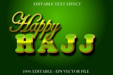 Mutlu HAJJ düzenlenebilir metin efekti 3d kabartma stili tasarımı